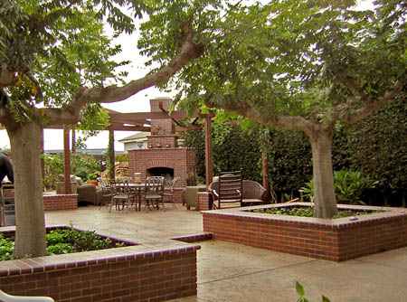landscape design brick fireplace